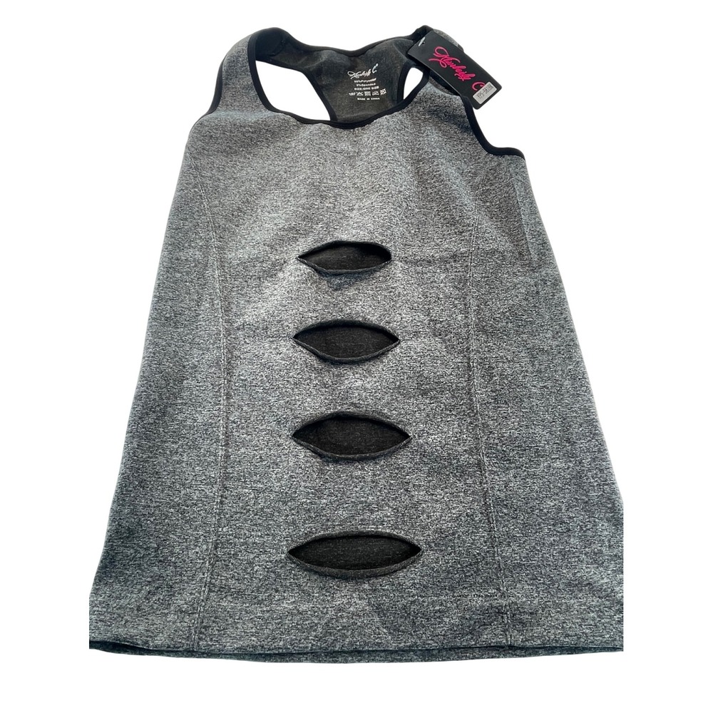 Kimberly C. One Size Gray Cutout Racerback Sleeveless Tank‎ Top Shirt